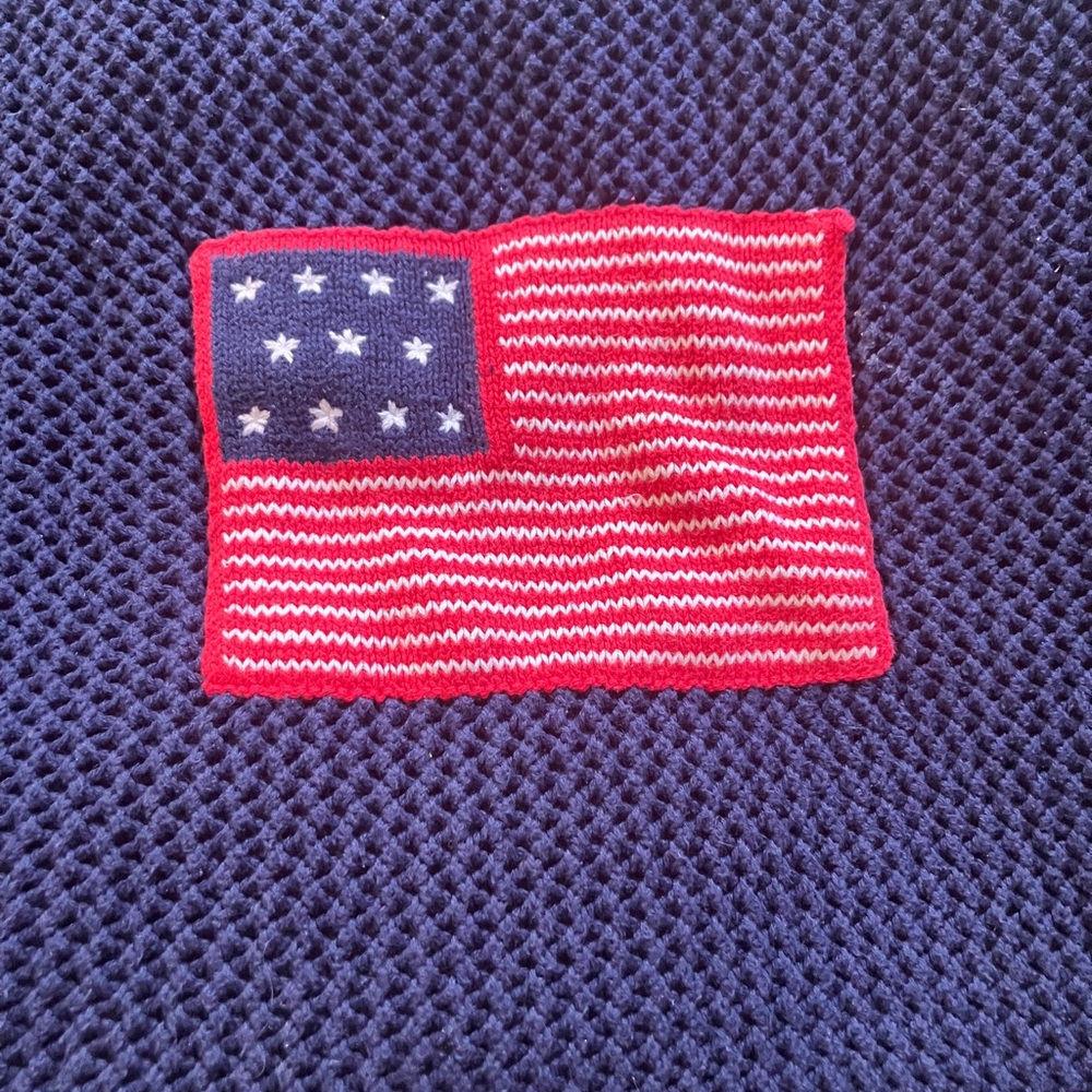 Crochet American Flag Patch Pullover Sweater - image 4